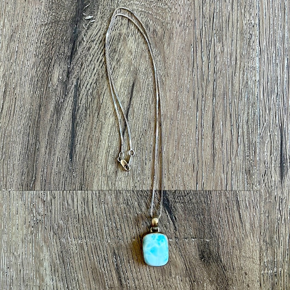 Turquoise Stone Silver Necklace